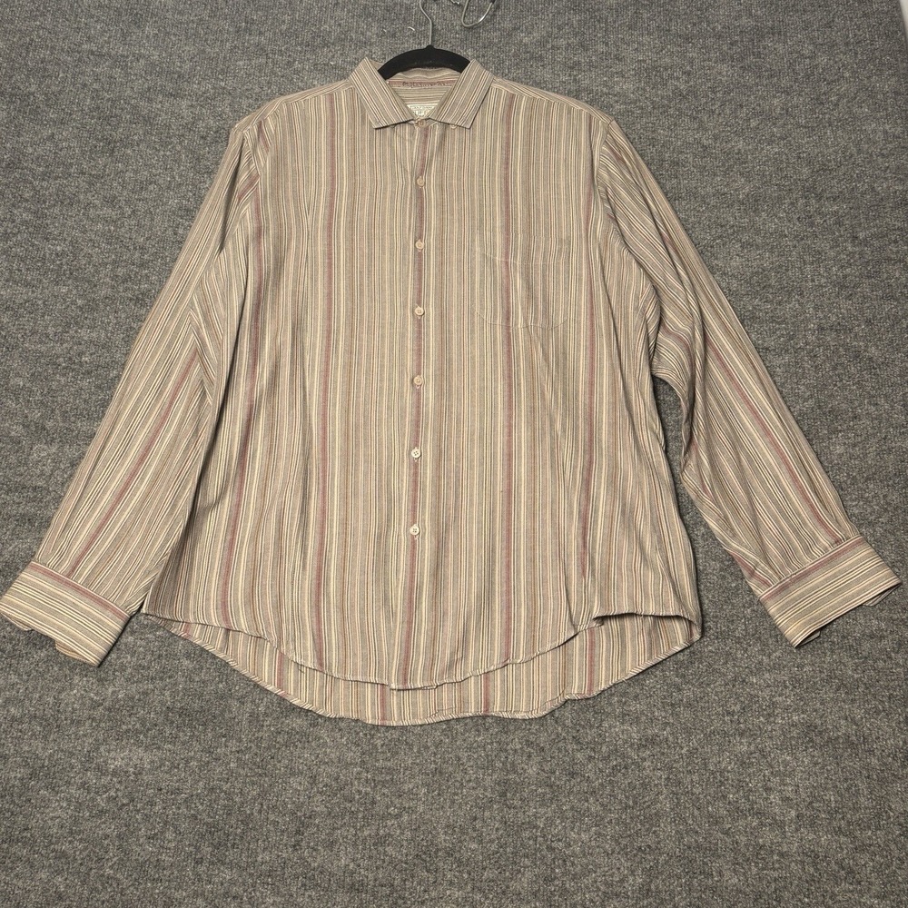 Vintage Ruff Hewn Button Down Shirt Mens L Multicolor Striped Long Sleeve